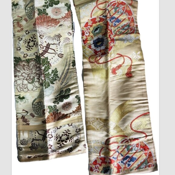 Japanese Obi for Kimono Lot of 2 Machine Embroidered Heavy Fabric Formal… - Picture 11 of 11